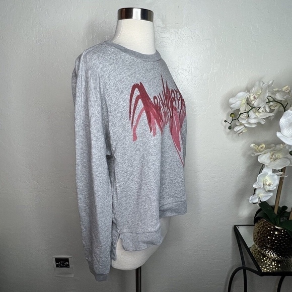 All Saints Sweater Gray Red NYC New York City Graffiti Oversized Crewneck XS - Picture 3 of 7